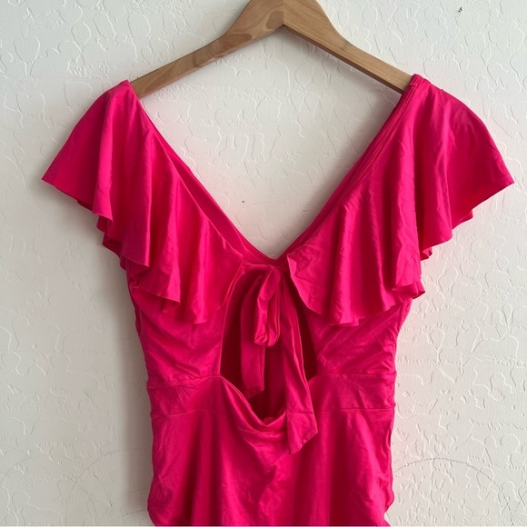 Trina Turk Monaco Ruffle One Peice Swimsuit Rose Pink - Picture 7 of 10